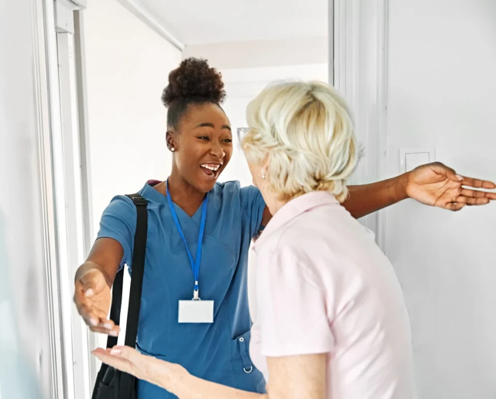 Caregiver helping senior at home – in-home care in Baltimore County, MD